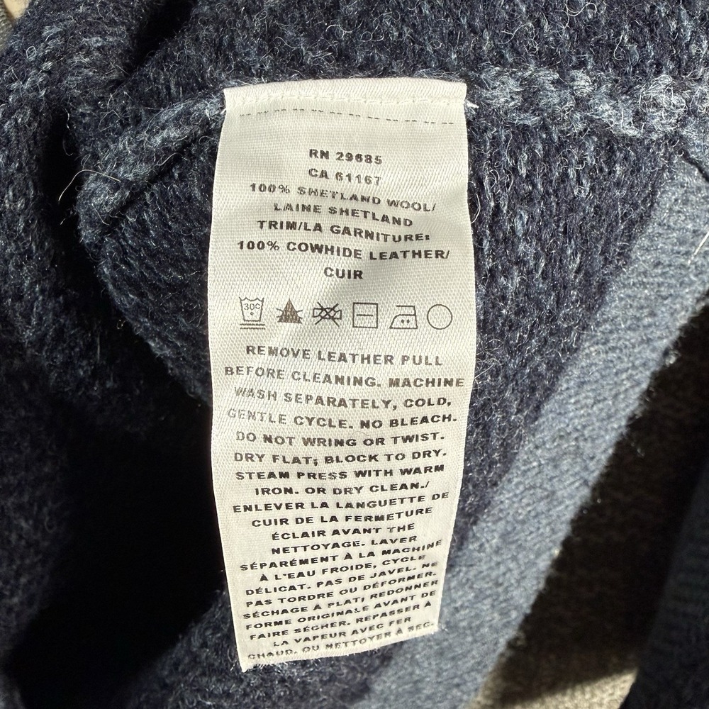 Pendleton 100% Shetland Wool 1/4 Zip Sweater Men XL Navy Washable Pullover Tweed - Picture 4 of 8